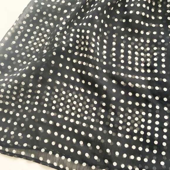 AXCESS Size 14 Semi See Through Black and White Polka Dots Polyester Waisted Top - Picture 3 of 13